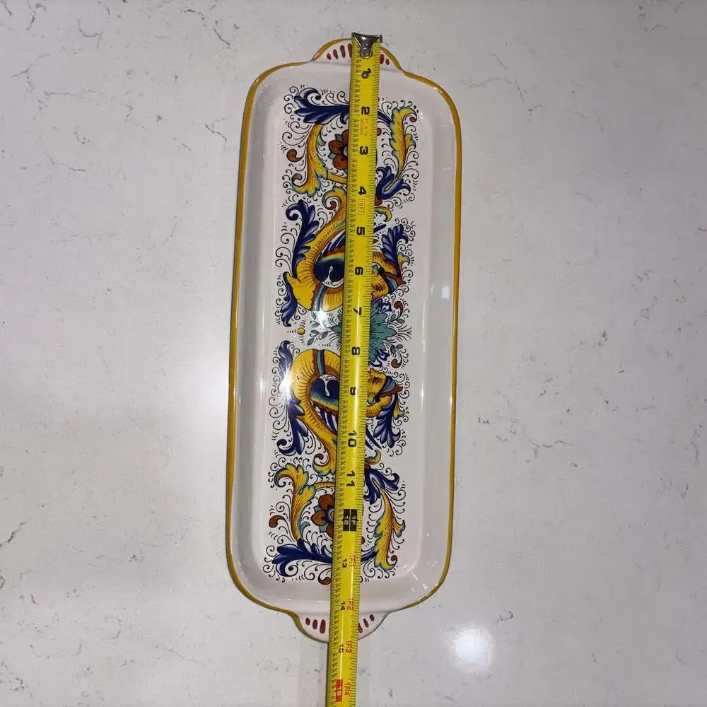Ceramica Nova Deruta Italian Pottery Raffaellesco Dragon Rectangular Serving Tra